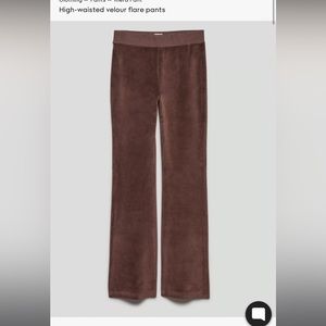Aritzia High-Waisted Velour Flare Pants — Brown